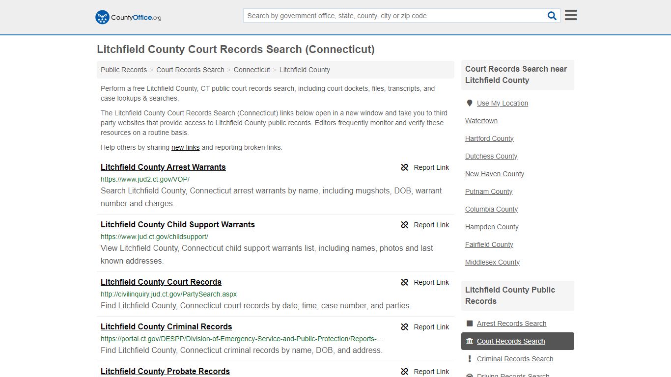 Litchfield County Court Records Search (Connecticut) - County Office