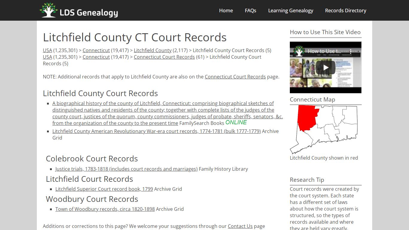 Litchfield County CT Court Records - ldsgenealogy.com
